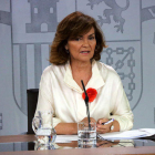 La vicepresidenta del govern espanyol, Carmen Calvo, aquest divendres.