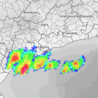 Imatge actual del radar del Servei Meteorològic de Catalunya fins les 14.30 hores.