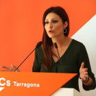 Primer pla de la líder de Cs a Catalunya, Lorena Roldán, en roda de premsa des de Tarragona, el 24 de setembre del 2019