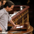 Pablo Iglesias, durante su parlamento el segundo día de investidura.
