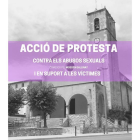 Cartell de la convocatòria de protesta contra els presumptes abusos sexuals de mossèn Gallinat a Sant Jaume dels Domenys.
