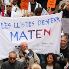 Primer plano de una pancarta reivindicativa en la manifestación de la sanidad concertada de Terrassa el 30 de noviembre de 2018.