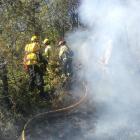 Imagen de los Bomberos trabajando en la extinción del incendio de Pradell de la Teixeta.