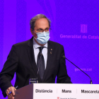 El president de la Generalitat, Quim Torra, en roda de premsa després de la reunió del Consell Executiu
