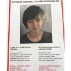 Imatge del cartell que va difondre la família per localitzar la menor ucraïnesa desapareguda.