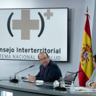 La ministra de Sanidad, Carolina Darias, y el ministro de Política Territorial, Miquel Iceta, en rueda de prensa en Madrid.