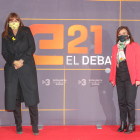 La candidata de JxC a la presidencia de la Generalitat, Laura Borràs, a la llegada al estudio de TV3 para celebrar el debate electoral.