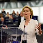 La presidenta de la Comissió Europea, Ursula von der Leyen, en una intervenció a l'Eurocambra.