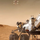 Imatge virtual del rover ja a la superfície de MArt.