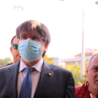 L'expresident Carles Puigdemont arribant al tribunal de Sàsser.
