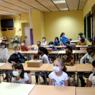 Una clase de la escuela de Salardú, en la Vall d'Aran, con todos los alumnos con mascarilla.