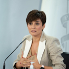 La portavoz del gobierno español, Isabel Rodríguez, al inicio de la rueda de prensa posterior al Consejo de Ministros.