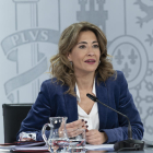 La ministra de Transports, Raquel Sánchez, en roda de premsa.