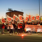 Imatge de la manifestació dels treballadros d'ASESA reclamant una pujada salarial.