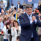 El candidat de Junts a les eleccions del 12-M, Carles Puigdemont, a l'acte públic d'Elna.