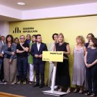 Dirigents d'ERC en una roda de premsa per anunciar un preacord amb el PSC per a la investidura de Salvador Illa.