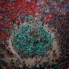 El peu del 9 de 9 dels Castellers de Vilafranca en la quarta ronda del Concurs de Castells.