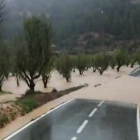 Imatge d'una carretera afectada per la DANA a l'Ebre.