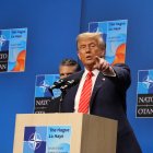 El president dels Estats Units, Donald Trump, durant la roda de premsa posterior a la cimera de l'OTAN celebrada a la Haia