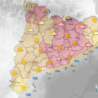 Mapa de Cataluña con las alertas por fuerte viento.
