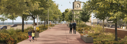 Render del Paseo del reloj después de la reforma que proyecta el Puerto de Tarragona.