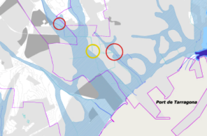 Imatge de les zones amb alt perill d'inundació a Ponent.