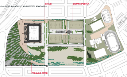 Projecció del nou camp i ciutat esportiva del Nàstic a Camp Clar.