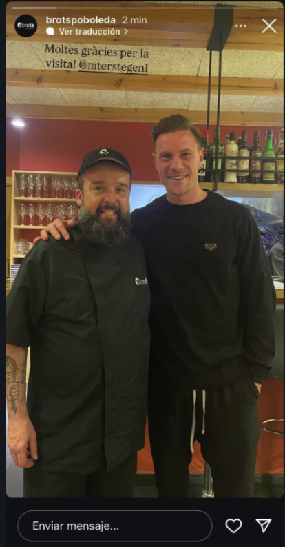 El Restaurante Brots de Poboleda ha compartido en las redes sociales la visita del capitán azulgrana Marc-André Ter Stegen.