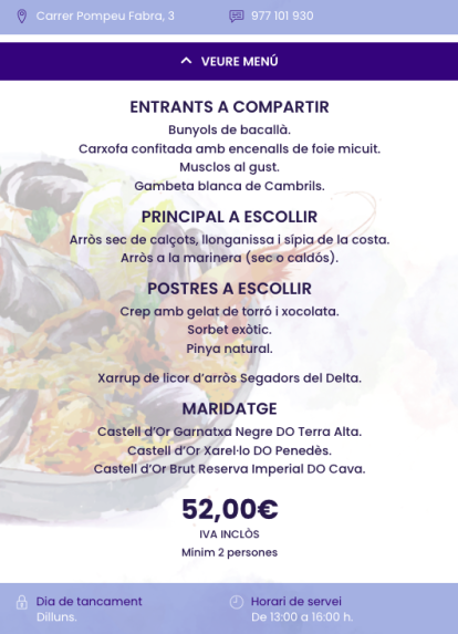 Captura de Pantalla 2025-05-05 a las Menú dl VaDeGust Restaurant en les Jornades Gastronòmiques de l'Arròs Mariner de Tarragona.
