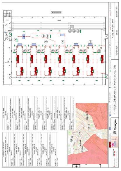 Paneles informativos para facilitar a los electores reconocer la mesa que le toca votar en los diferentes puntos electorales distribuidos por toda Tarragona