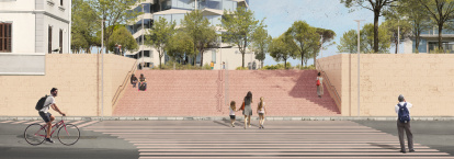 Render de la futura escalinata del Parque del Puerto..