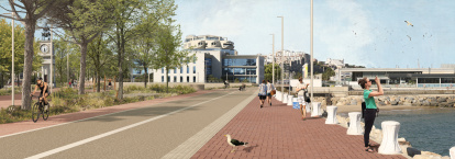 Render del Vial del Mar del futuro Parque del Puerto.