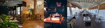 Imatge dels quatre restaurants que van participar en el Joc de Cartes de cuina creativa contra cuina tradicional.