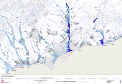 Mapa completo del peligro de inundabilitat de algunas zonas del litoral tarraconense.