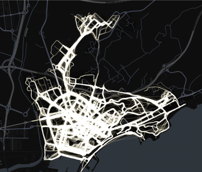 Mapa de calor de les zonas con más viajes.