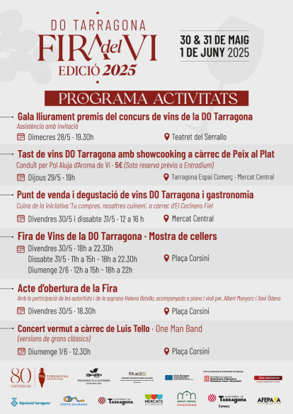 Imagen del Programa de actividades de la Feria del Vino de Tarragona 2025.