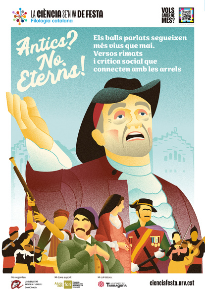Imatge del cartell sobre filologia i Dames i Vells.