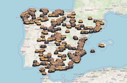 Mapa de les balises V16 activades en temps real.