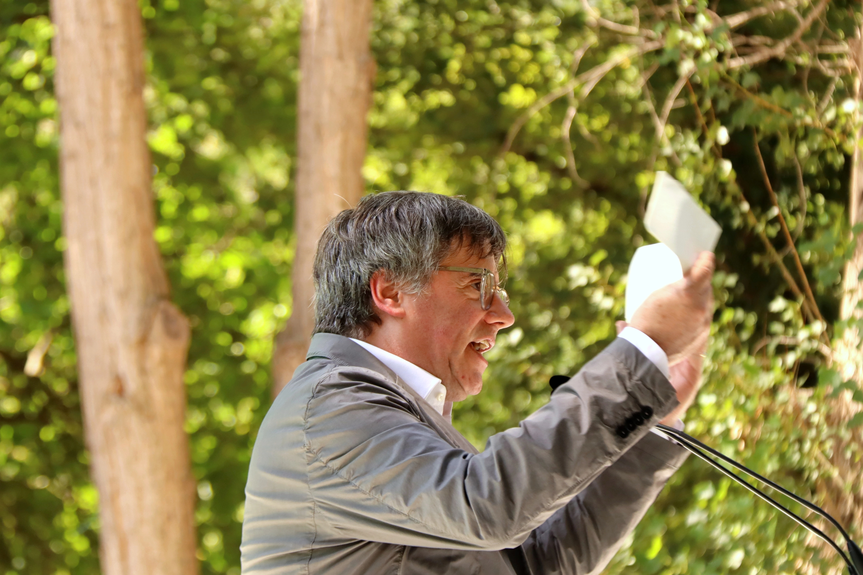 Carles Puigdemont at the event on Saturday at Els Banys i Paladà for four years from Junts